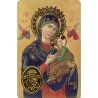Carte priere plastifiee avec poincon dore imitation medaille H.8.5 x 5.4 cm, plusieurs saints..