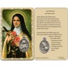 Carte médaille en métal avec prière, plastifiée – 8,5 x 5,4 cm. plusieurs saints.