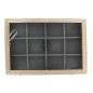 Boite présentoir en bois avec couvercle 35 x 24 x H. 5,5 cm - 12 compartiments
