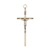 Crucifix forme tube en métal couleur dorée avec Christ - H. 10 cm..