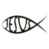 Autocollant transparent 7.5 x 15 cm poisson texte Jesus, plusieurs couleurs..