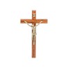 Crucifix bois marron vernis avec Christ métal bronze..