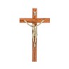 Crucifix bois marron vernis avec Christ métal bronze..