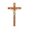Crucifix bois marron vernis avec Christ métal bronze..