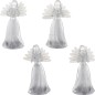 Ange gardien effet cristal avec lumière tournante, H.10 cm. Boîte de 12 (4 séries de 3 anges assortis).