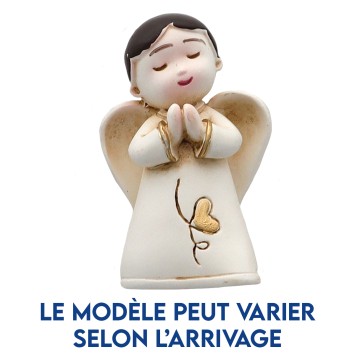 Ange en prière de couleur beige en résine. H 6 cm.