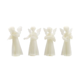 Anges en plastique fluo assemblé - hauteur 6 cm. SERIE DE 4 ANGES ASSORTIS.