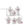 Boite de 12 anges en resine avec coeur - H. 4-7 cm (2 assortiments de 6 anges differents).