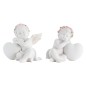 Boite de 6 anges  decor roses avec coeur, H. 7cm ( 3 lots de 2 assortis).