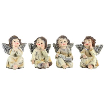 Boite de 12 anges avec ailes pailletees H. 7 cm ( 3 lots de 4 anges assortis).