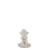 Ange en resine assis sur une fleur avec perle nacree - hauteur 12 cm. SERIE DE 3 ASSORTIS.