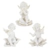 Ange en resine assis sur une fleur avec perle nacree - hauteur 12 cm. SERIE DE 3 ASSORTIS.
