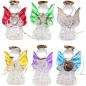 Ange en verre avec décor cœur et robe torsadée. Ailes colorées. H. 5 cm. Boîte de 6 anges assortis..