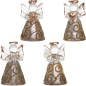 Ange en verre robe couleur or avec liseret paillete H. 5 cm. SERIE DE 4 ANGES ASSORTIS.