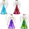 Ange en verre robe striee de couleur avec clochette H.8 cm, SERIE DE 4 ANGES ASSORTIS.