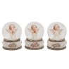 Boule a neige en verre avec ange - H. 9 cm. 3 BOULES ASSORTIES.