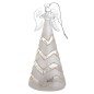 Ange en verre en priere robe lumineuse LED opaque et transparente decoree avec des motifs geometriques H. 15 cm livre en boite.