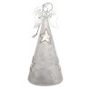 Ange en verre en prière robe lumineuse LED, opaque et transparente décorée avec des étoiles H. 15 cm, livré en boîte.