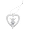 Boite de 12 anges dans coeur avec coeur strass a suspendre. H. 6 cm.