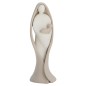 Vierge à l' enfant moderne en résine peinte a la main couleur beige et blanche - H. 14 cm.