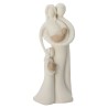 Statue moderne en résine de la famille peinte a la main couleur beige et blanche - H. 14 cm.