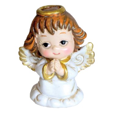 Petit ange en résine en prière couleur dorée et blanche H. 4 cm.