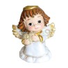 Petit ange en résine avec cœur couleur dorée et blanche H. 4 cm.