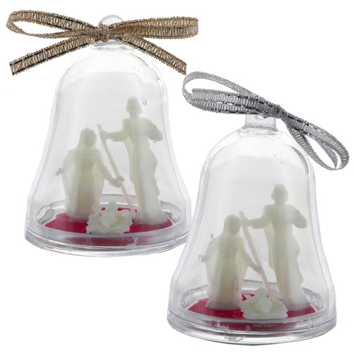 Nativité fluorescente dans cloche en plastique. LOT DE 2.