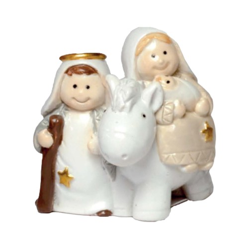 Nativité en résine avec ane style porcelaine peinte a la main H. 4 cm.