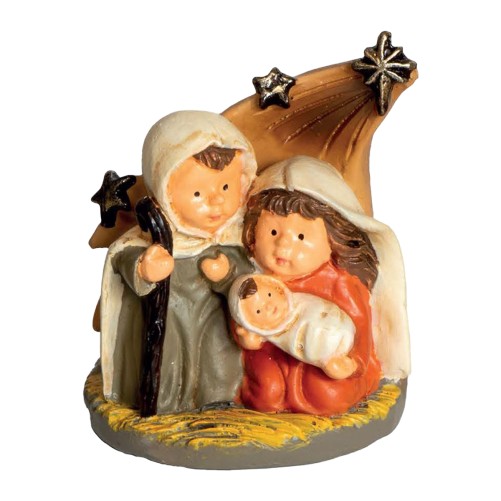 Petite nativité en résine de couleur H. 4 cm.