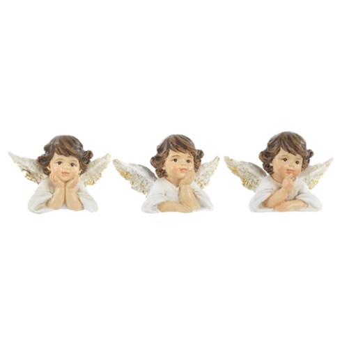 Assortiment d'anges en résine couleur blanc et or H. 4,3 cm - LOT DE 3.
