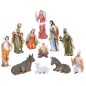 Crèche en résine polychrome peinte à la main, 11 personnages, H 45 cm