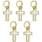 Croix de cou, petit modèle, couleur dorée et intérieur couleur blanc nacre, H. 1,2 cm. LOT DE 5.