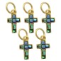 Croix de cou, petit modèle, couleur dorée et intérieur couleur bleu/vert nacre, H. 1,2 cm. LOT DE 5.