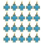 Croix de cou carrée couleur dorée, facette style turquoise, H. 1,5 cm. LOT DE 5.