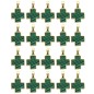 Croix de cou carrée couleur dorée, facette style malachite, H. 1,5 cm. LOT DE 5.