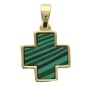 Croix de cou carrée couleur dorée, facette style malachite, H. 1,5 cm. LOT DE 5.