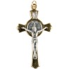 Croix de Saint Benoît couleur dorée christ argenté – Hauteur 7,8 cm, livrée en boîte.