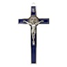 Croix de saint Benoit en metal couleur argentee emaille, hauteur 20 cm..