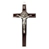 Croix de saint Benoit en metal couleur argentee emaille, hauteur 20 cm..