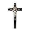 Croix de saint Benoit en metal couleur argentee emaille, hauteur 20 cm..