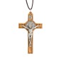 Croix de saint Benoit en bois d'olivier, hauteur 7,5 cm avec cordon 60 cm..