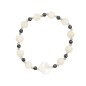 Bracelet dizainier sur élastique grains en nacre et hématite Ø 7 mm avec croix nacre..