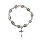 Bracelet dizainier couleur argentée, médaille de saint Benoit Ø 7 mm, avec croix..