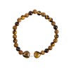 Bracelet sur elastique en pierre naturelle et grains bois Ø 6 mm avec double coeur.