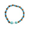 Bracelet sur elastique en pierre naturelle et grains bois Ø 6 mm avec double coeur.