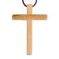 Croix d'aube en bois d'olivier de Terre Sainte bords biseautés 10 cm avec petit cordon marron 5 cm..