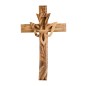 Croix en bois d'olivier de Terre Sainte avec colombe - H. 12 cm..