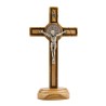 Croix de saint Benoit sur socle en bois d'olivier, hauteur 14,5 cm..