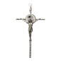Crucifix avec Christ métal couleur argenté et rayons - H. 16 cm..